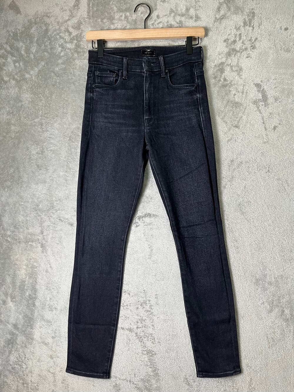 MOTHER High Waisted Looker Ankle Jeans 26 Encounters At Night Black Skinny